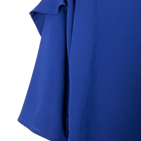 Alfani | Like new ruffle sleeve crew neck zip back blue blouse size small - Picture 8 of 10